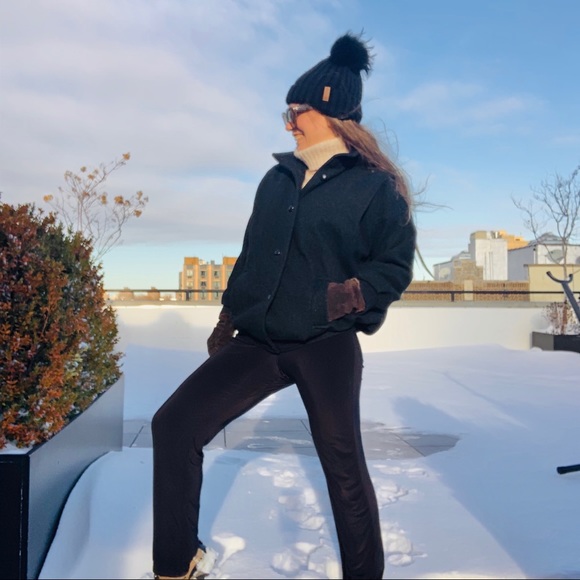 New Wool Pea Coat Vintage England Bomber Button Down Black Jacket - Picture 2 of 16